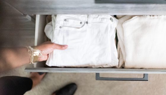 Black woman organizing home