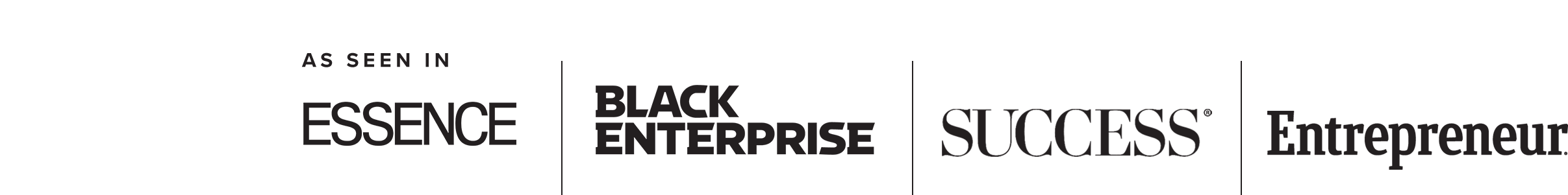 Happy Black Woman (logo), As Seen in Essence, Black Enterprise, Success and Entrepreneur